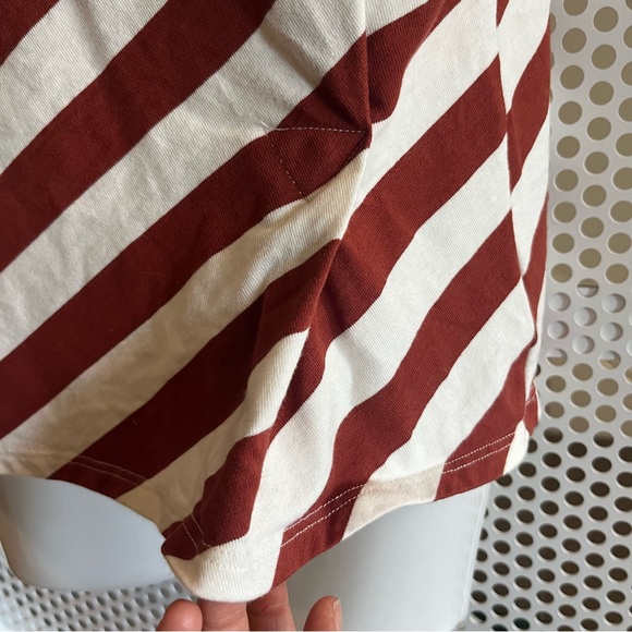 Anthropologie Dulcina Asymmetrical Top Size Small in Rust and White Stripes - Picture 4 of 12